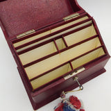 Victorian Sterling Silver Mounted Red Leather Desk Tidy Antique 1900 London