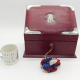 Victorian Sterling Silver Mounted Red Leather Desk Tidy Antique 1900 London