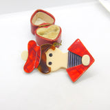 Lady in Beret Lea Stein Paris Brooch Pin Vintage c1960