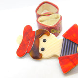 Lady in Beret Lea Stein Paris Brooch Pin Vintage c1960