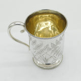 Victorian Aesthetic Movement Sterling Silver Christening Mug Antique 1870
