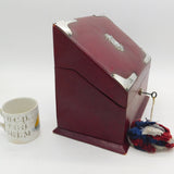 Victorian Sterling Silver Mounted Red Leather Desk Tidy Antique 1900 London