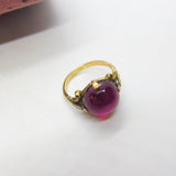 Georgian 14ct Gold Cabochon Almandine Garnet Signet Ring Antique c1820 Austrian