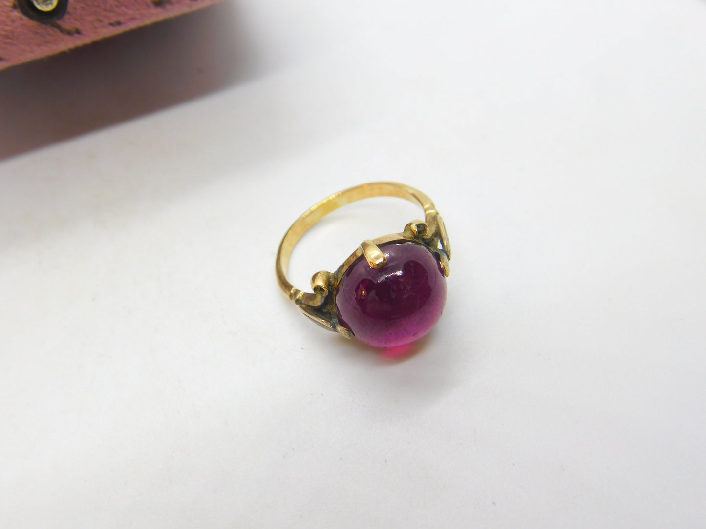 Georgian 14ct Gold Cabochon Almandine Garnet Signet Ring Antique c1820 Austrian