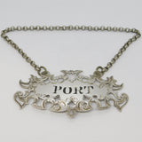 Victorian Sterling Silver Floral Port Decanter Label Antique 1854 Birmingham