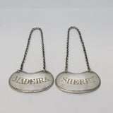 George IV Pair of Sterling Silver Madeira & Sherry Decanter Label Antique 1825 Birmingham