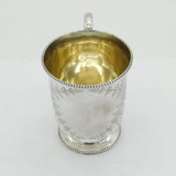 Victorian Aesthetic Movement Sterling Silver Christening Mug Antique 1870
