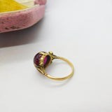 Georgian 14ct Gold Cabochon Almandine Garnet Signet Ring Antique c1820 Austrian