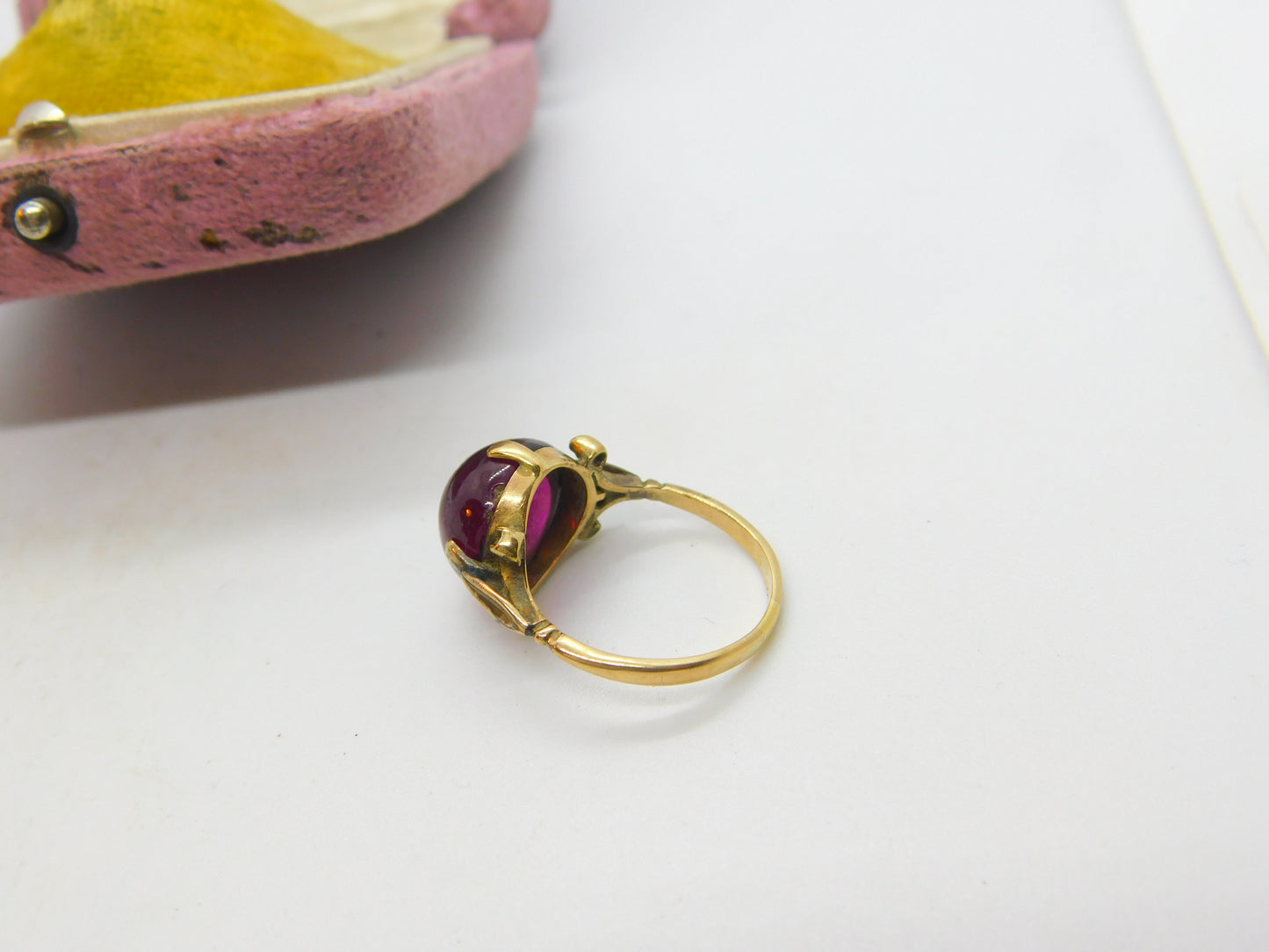 Georgian 14ct Gold Cabochon Almandine Garnet Signet Ring Antique c1820 Austrian