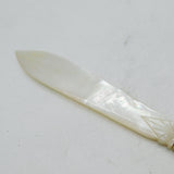 19th Century Carved Mother of Pearl Floral Letter Opener Antique c1860