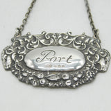 Edwardian Sterling Silver Ram Pattern Port Decanter Label Antique 1907 London
