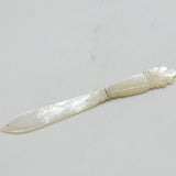 19th Century Carved Mother of Pearl Floral Letter Opener Antique c1860