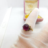 Georgian 14ct Gold Cabochon Almandine Garnet Signet Ring Antique c1820 Austrian