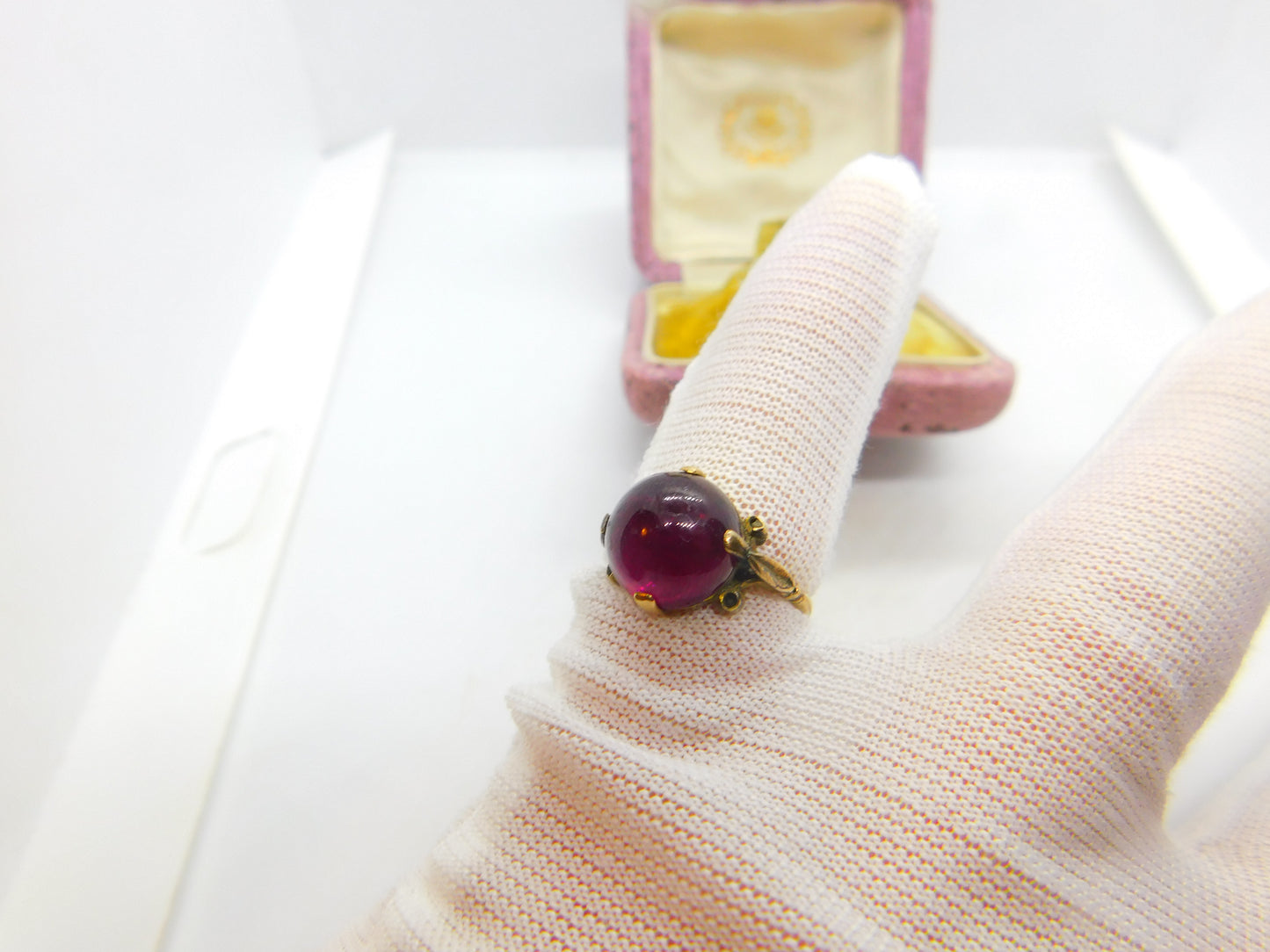 Georgian 14ct Gold Cabochon Almandine Garnet Signet Ring Antique c1820 Austrian