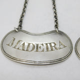 George IV Pair of Sterling Silver Madeira & Sherry Decanter Label Antique 1825 Birmingham