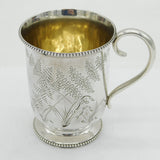 Victorian Aesthetic Movement Sterling Silver Christening Mug Antique 1870