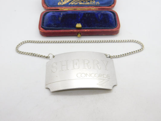 Sterling Silver Official Concorde Sherry Decanter Label 1986 Birmingham Vintage