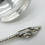 Victorian Boxed Pair Dutch Sterling Silver Apostle Serving Spoons 1845 Antique
