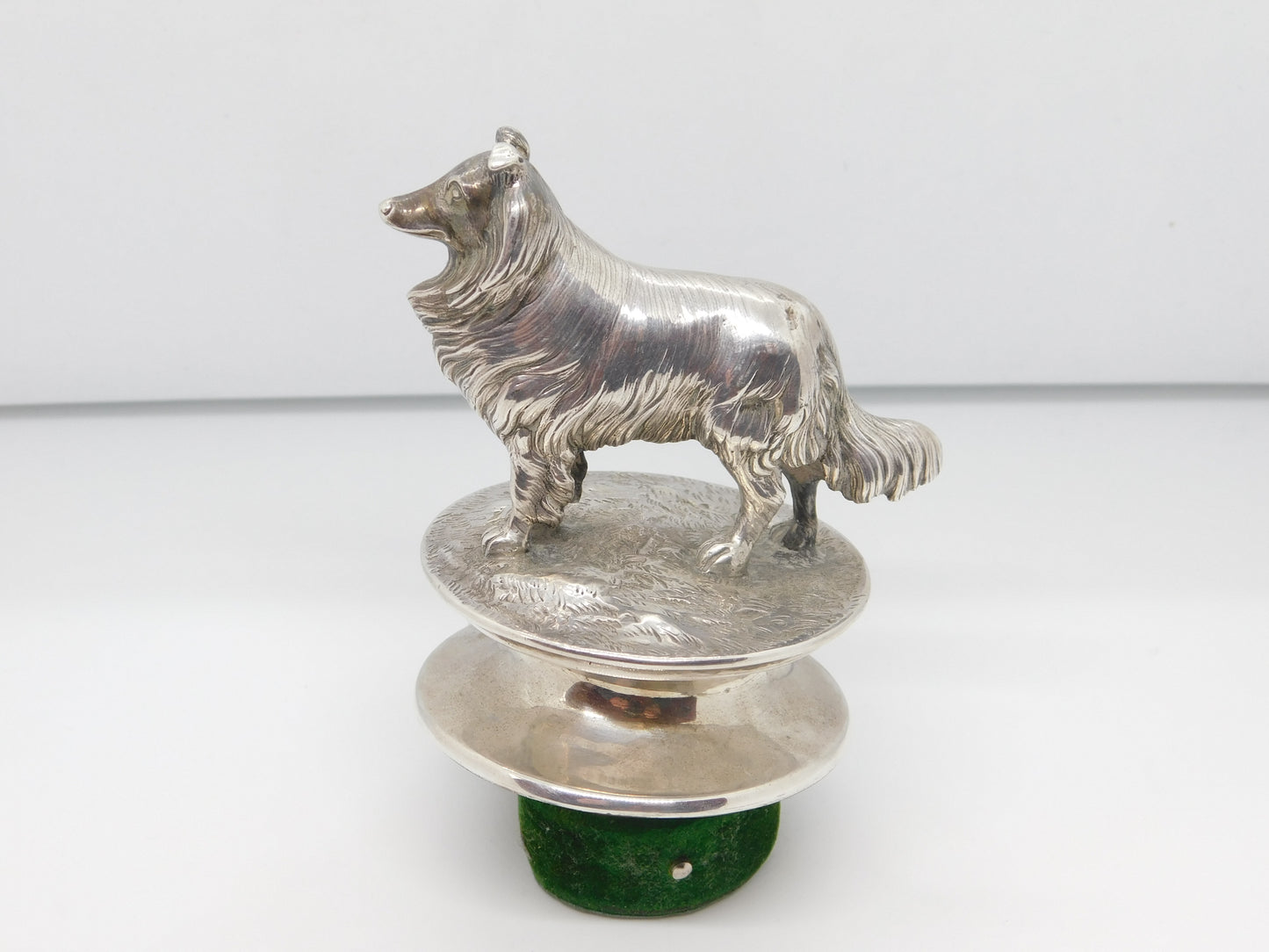 Victorian Large Cast Sterling Silver Collie Dog Trophy Finial Antique 1870 London