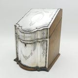 Edwardian Sterling Silver Mounted Leather Desk Tidy Antique 1904 London