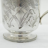 Victorian Aesthetic Movement Sterling Silver Christening Mug Antique 1870