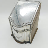 Edwardian Sterling Silver Mounted Leather Desk Tidy Antique 1904 London