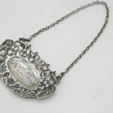 Edwardian Sterling Silver Ram Pattern Port Decanter Label Antique 1907 London