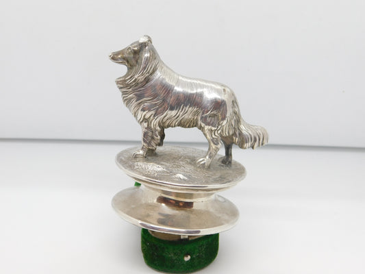 Victorian Large Cast Sterling Silver Collie Dog Trophy Finial Antique 1870 London