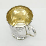Victorian Aesthetic Movement Sterling Silver Christening Mug Antique 1870