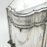 Edwardian Sterling Silver Mounted Leather Desk Tidy Antique 1904 London