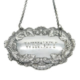 Edwardian Sterling Silver Large Whisky Decanter Label Antique 1909 Sheffield