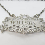 Victorian Sterling Silver Floral Whisky Decanter Label Antique 1855 Birmingham