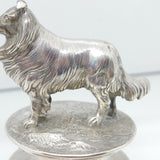 Victorian Large Cast Sterling Silver Collie Dog Trophy Finial Antique 1870 London