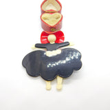 Girl in Dress & Hat Lea Stein Paris Brooch Pin Vintage c1960