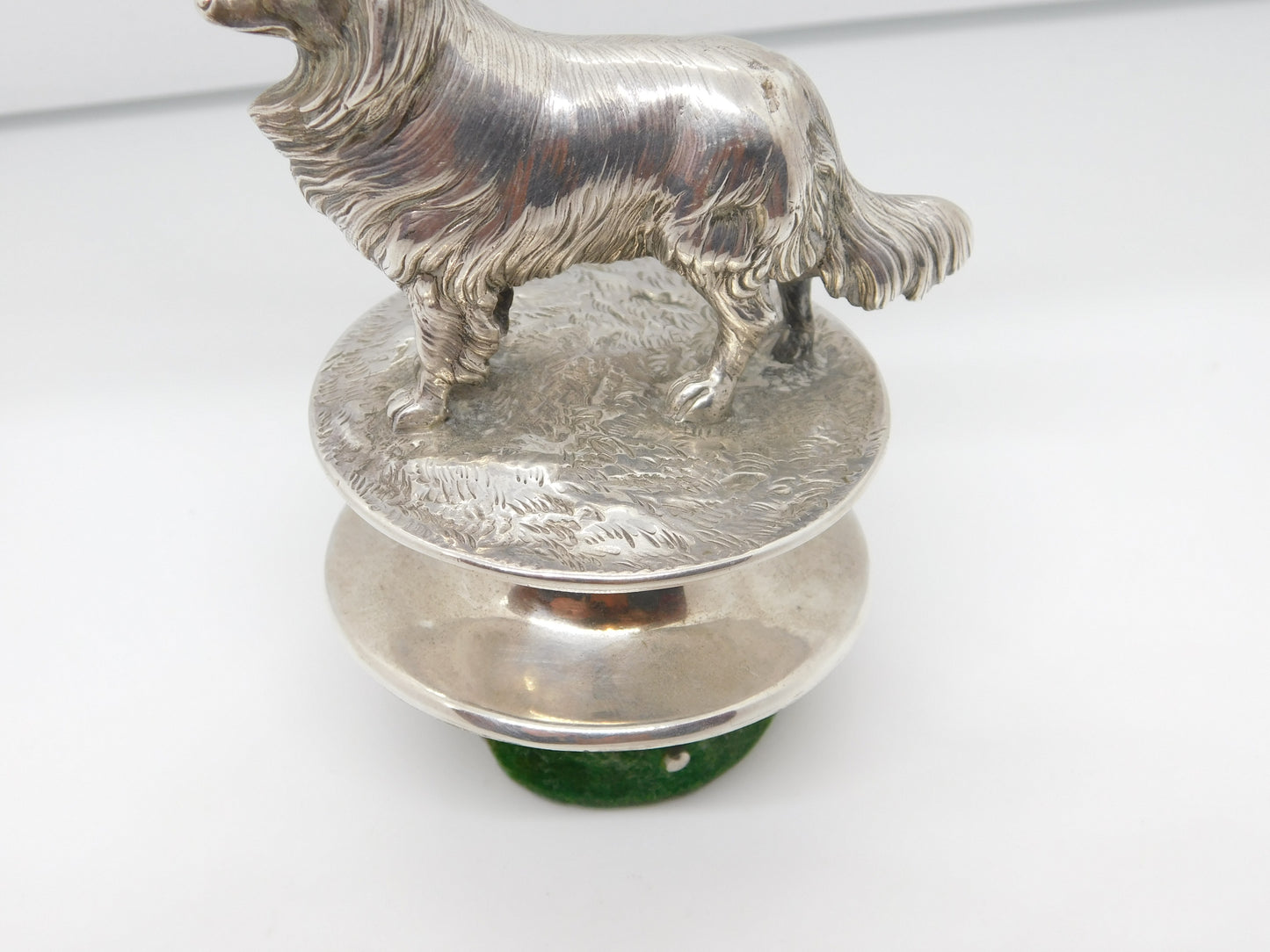 Victorian Large Cast Sterling Silver Collie Dog Trophy Finial Antique 1870 London