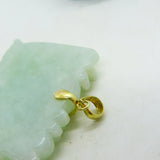 14ct Yellow Gold & Carved Apple-Green Jade Dragon Pendant Vintage c1970