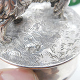 Victorian Large Cast Sterling Silver Collie Dog Trophy Finial Antique 1870 London