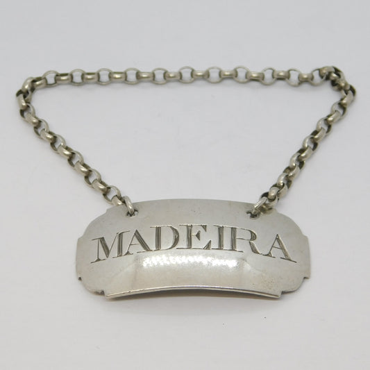 George III Sterling Silver Madeira Decanter Label Antique 1802 London