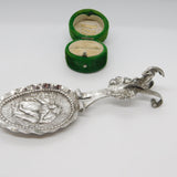Victorian Sterling Silver Goat & Country Scene Tea Caddy Spoon 1901 Antique