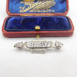 Victorian Sterling Silver 'Baby' Christening Brooch Antique c1890