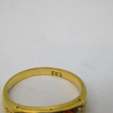 Victorian 18ct Yellow Gold, Natural Coral & Seed Pearl Boat Ring Antique