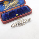 Victorian Sterling Silver 'Baby' Christening Brooch Antique c1890