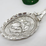 Victorian Sterling Silver Goat & Country Scene Tea Caddy Spoon 1901 Antique