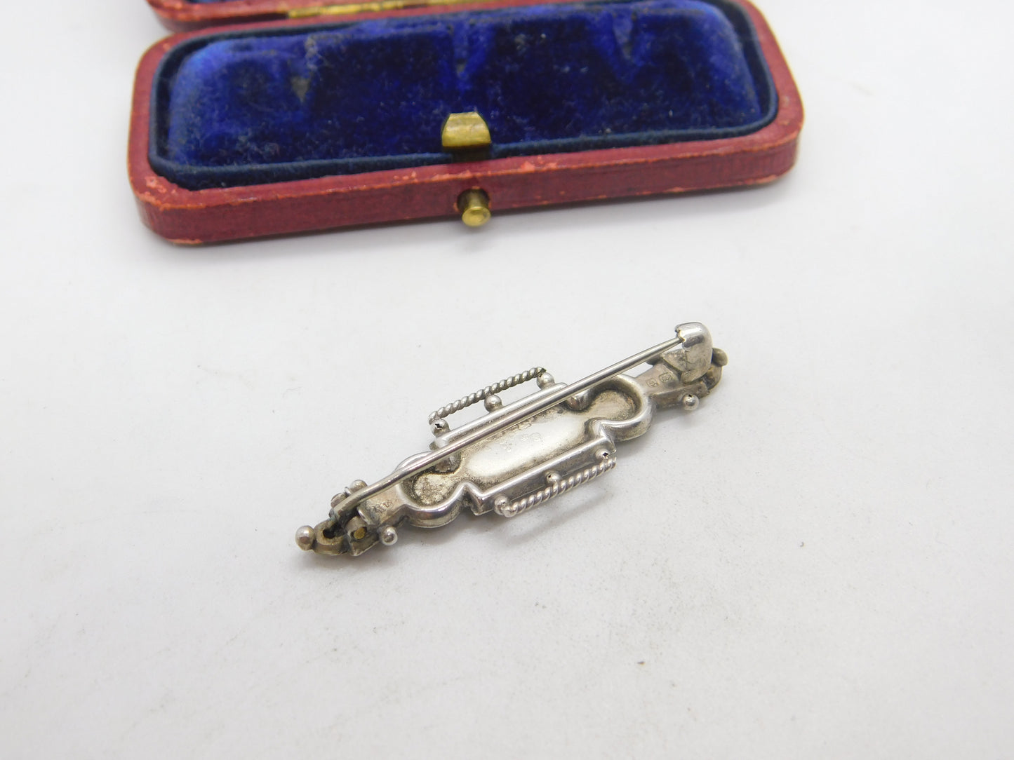 Victorian Sterling Silver 'Baby' Christening Brooch Antique c1890