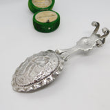 Victorian Sterling Silver Goat & Country Scene Tea Caddy Spoon 1901 Antique