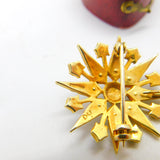 9ct Yellow Gold Starburst Brooch with Pearl & Turquoise 1968 London Vintage