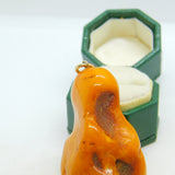 Victorian 9ct Gold & Baltic Amber Specimen Drop Pendant Antique c1890