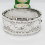 Victorian Sterling Silver Aesthetic Swallow Bangle Bracelet 1882 London Antique