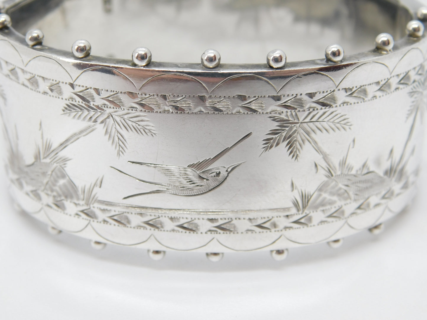 Victorian Sterling Silver Aesthetic Swallow Bangle Bracelet 1882 London Antique