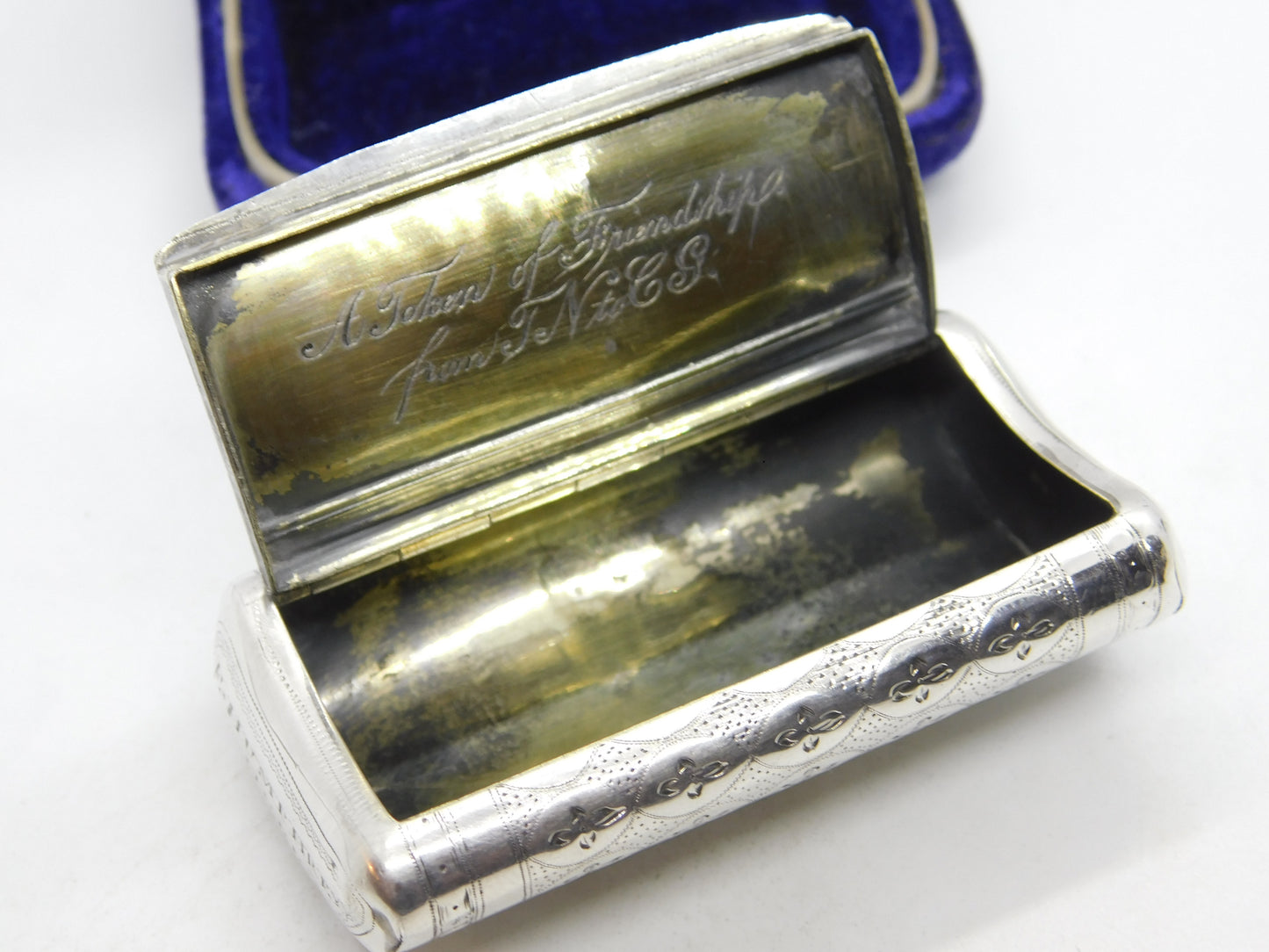 Georgian Sterling Silver Snuff Box 'A Token of Friendship' 1812 Birmingham John Munslow